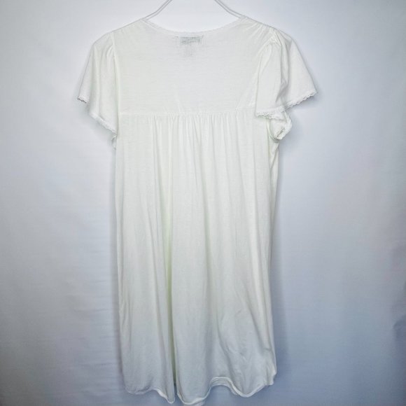 Miss Elaine Classics Nightgown Med Light Mint Knit Short Sleeve Lace Embroidered - Picture 10 of 14